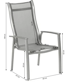 Dehner Stapelstühle|Gartenstühle Aluminium - Stapelstuhl Hochlehner Chicago Grau