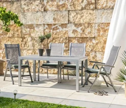 Dehner Stapelstühle|Gartenstühle Aluminium - Stapelstuhl Hochlehner Chicago Grau