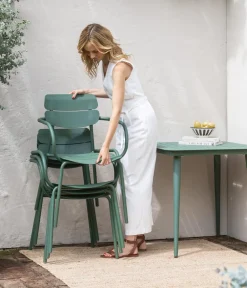 Dehner Stapelstühle|Gartenstühle Aluminium - Stapelstuhl Paris Grün