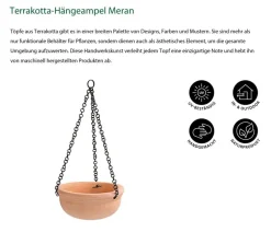 Dehner -Hängeampel Meran mit Kette, rund Terrakotta Outlet