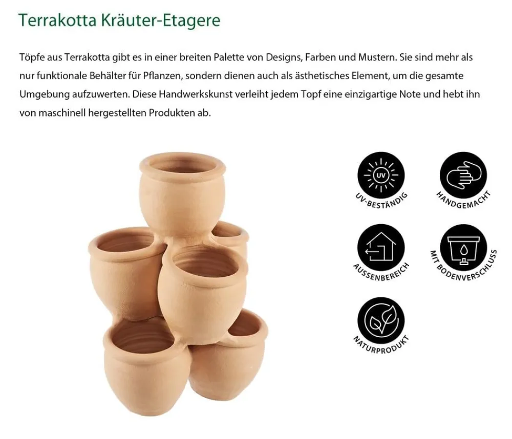Dehner Kräuter-Etagere, ca. Ø35/H47 cm Terrakotta Online