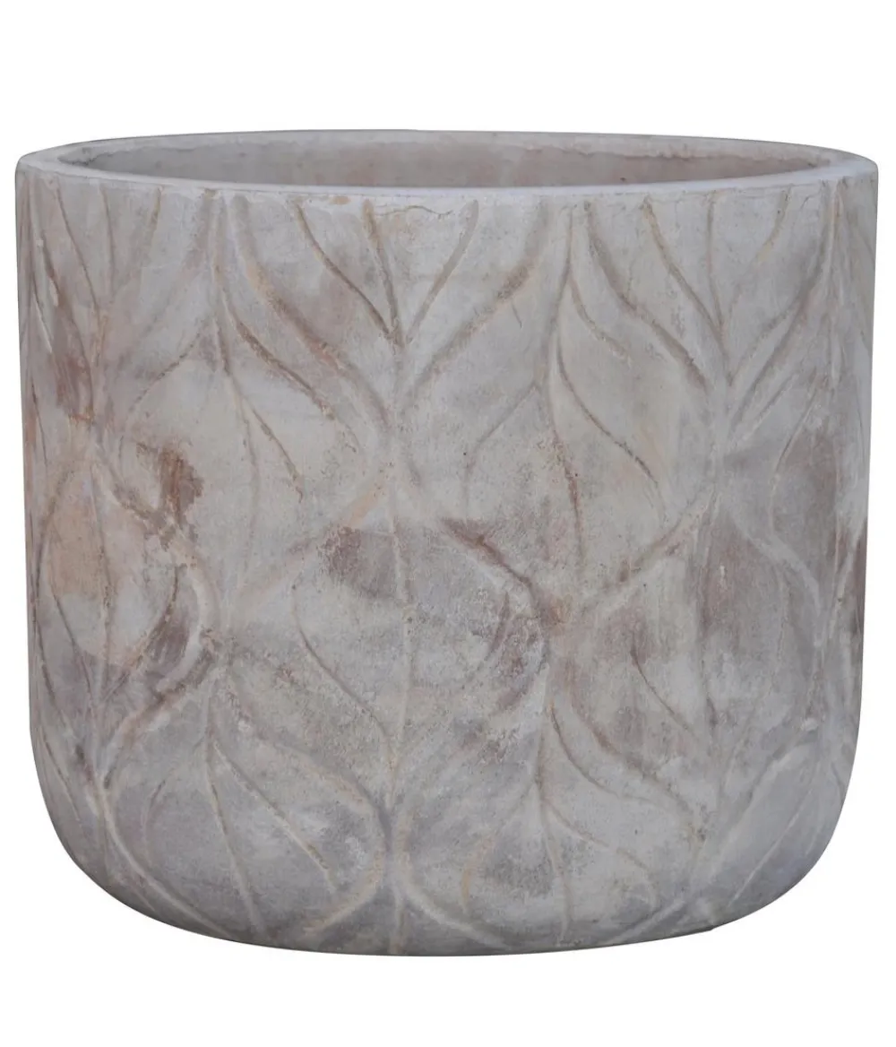 Dehner Terrakotta-Pflanztopf Trani, rund, floral Grau Online