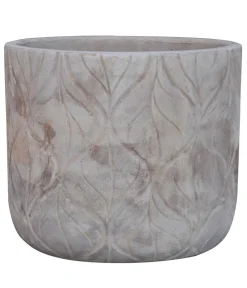 Dehner Blumentöpfe & Übertöpfe - Terrakotta-Pflanztopf Trani, rund, floral Grau