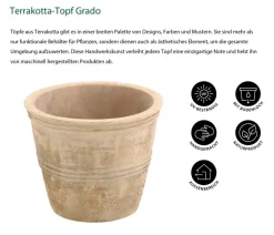 Dehner -Topf Grado, rund, antik- Terrakotta Best