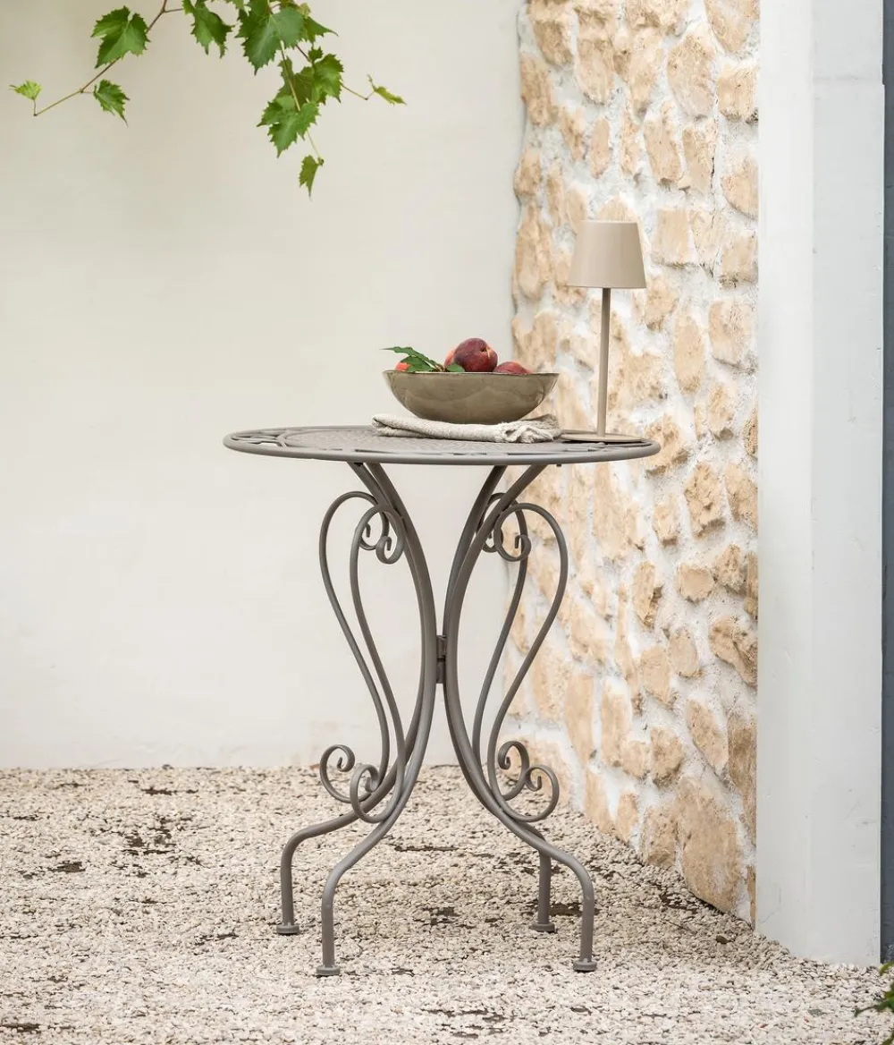 Dehner Garten-Esstische|Gartentische Metall - Tisch Luca, ca Ø60/H70 cm Taupe