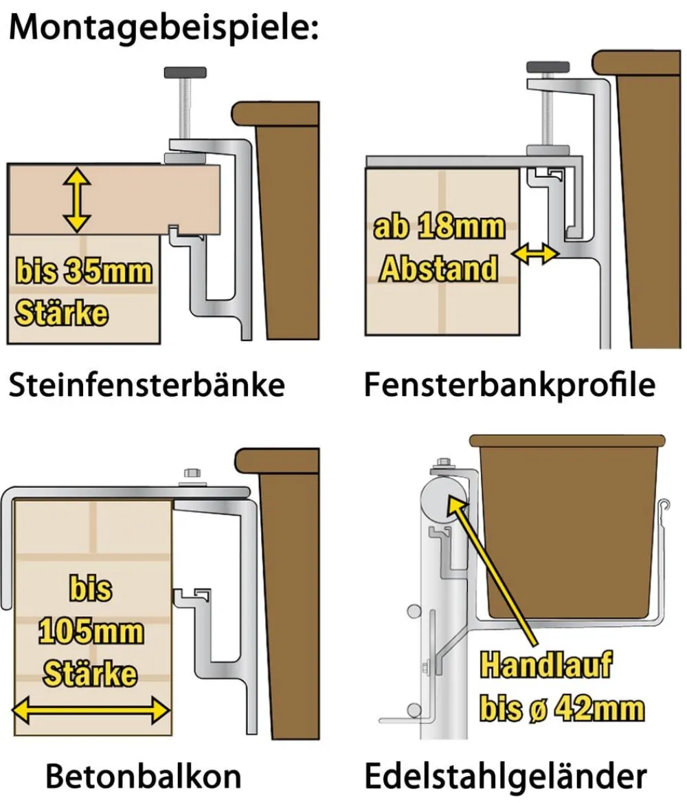 Dehner Mehr Blumentopfzubehör > Universal-Blumenkastenhalter, Aluminium