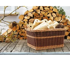 Dehner Mehr Haushaltshelfer|Mehr Gartendekoration - Weiden-Kaminkorb mit Jute Dunkelbraun