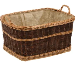 Dehner Mehr Haushaltshelfer|Mehr Gartendekoration - Weiden-Kaminkorb mit Jute Dunkelbraun