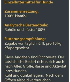 Dehner Wild Nature Nahrungsergänzung Hund - BARF-Ergänzungsfutter für Hunde Hanföl