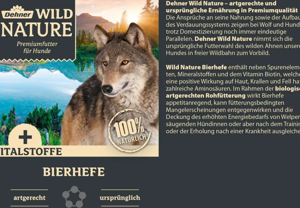 Dehner Wild Nature Nahrungsergänzung Hund > BARF-Ergänzungsfutter für Hunde Bierhefe