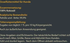 Dehner Wild Nature Nahrungsergänzung Hund - BARF-Ergänzungsfutter für Hunde Kokosöl