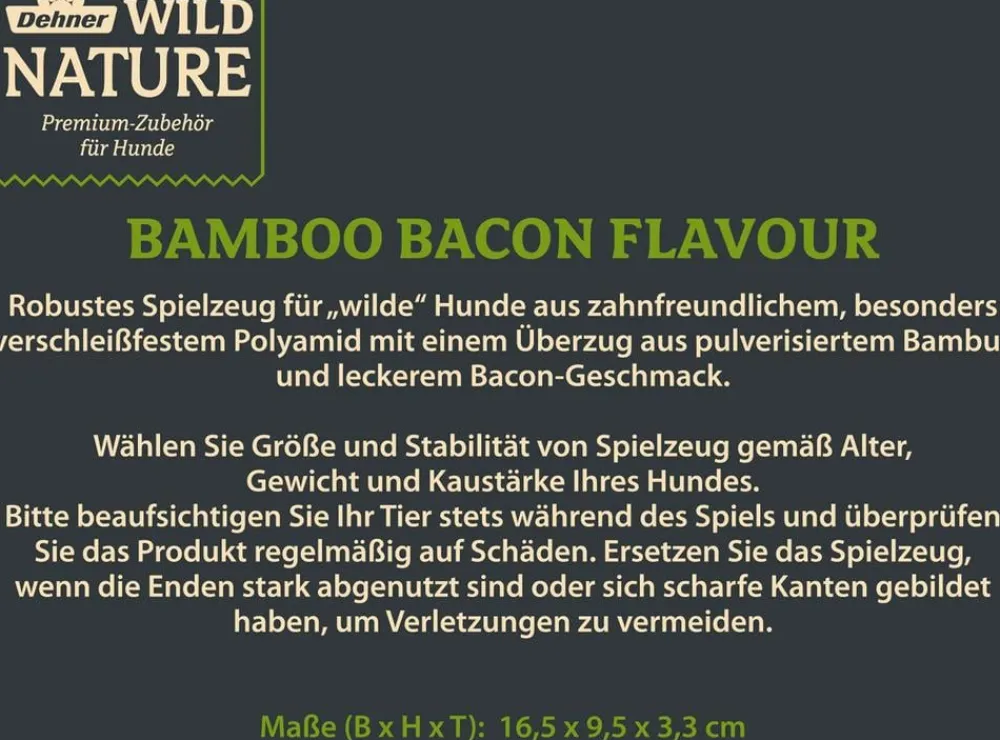 Dehner Wild Nature Hundespielzeug - Hundespielzeug Bamboo Bacon Flavour, ca. B16,5/H9,5/T3,3 cm Braun
