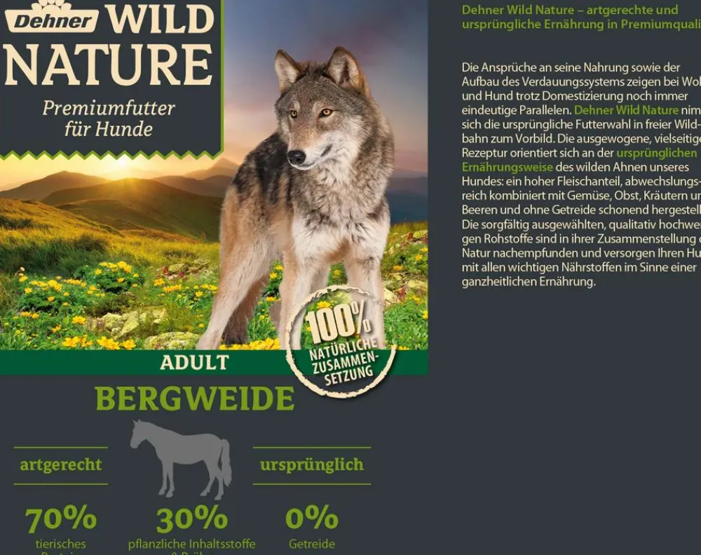 Dehner Wild Nature Nassfutter Hund - Nassfutter für Hunde Bergweide Adult, Pferd