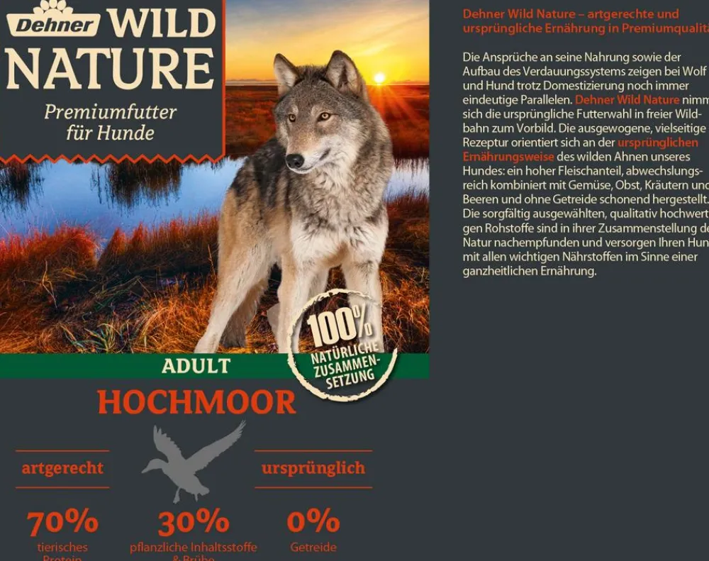 Dehner Wild Nature Nassfutter Hund > Nassfutter für Hunde Hochmoor Adult, Ente