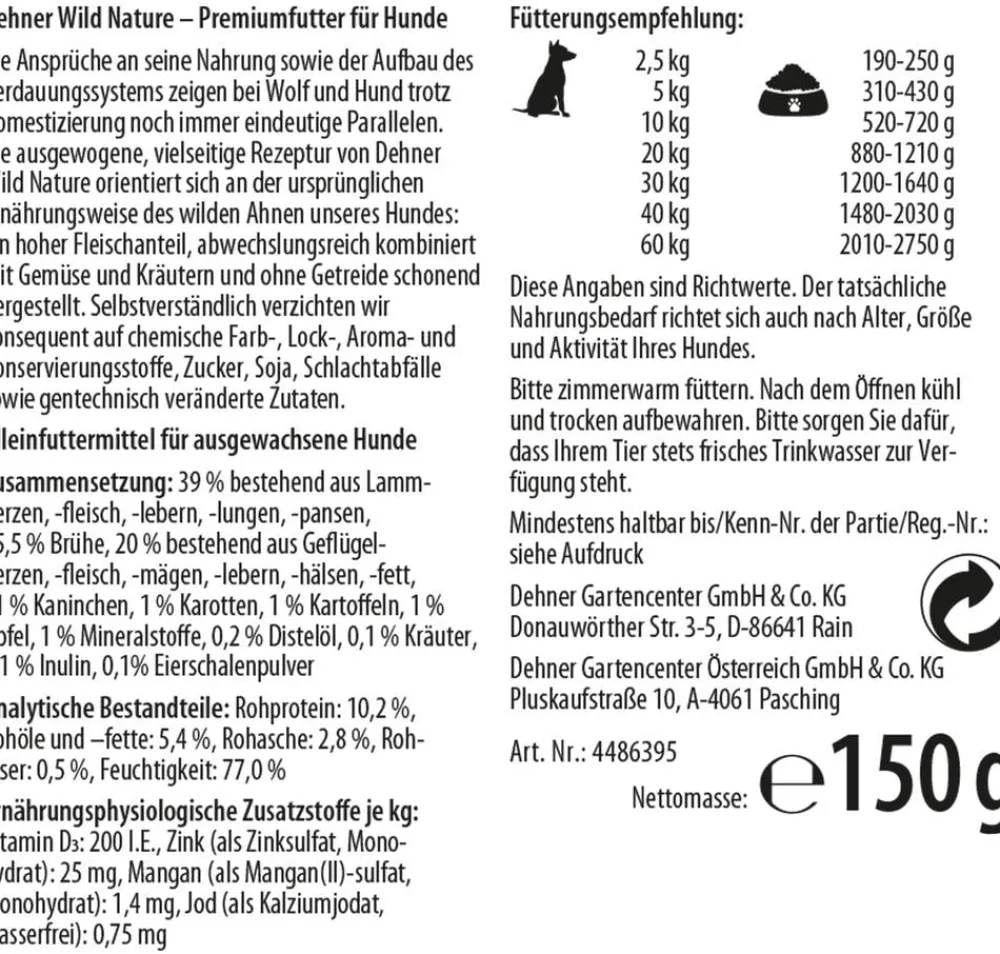 Dehner Wild Nature Nassfutter für Hunde Heidetal Adult, 11 x 150 g Online