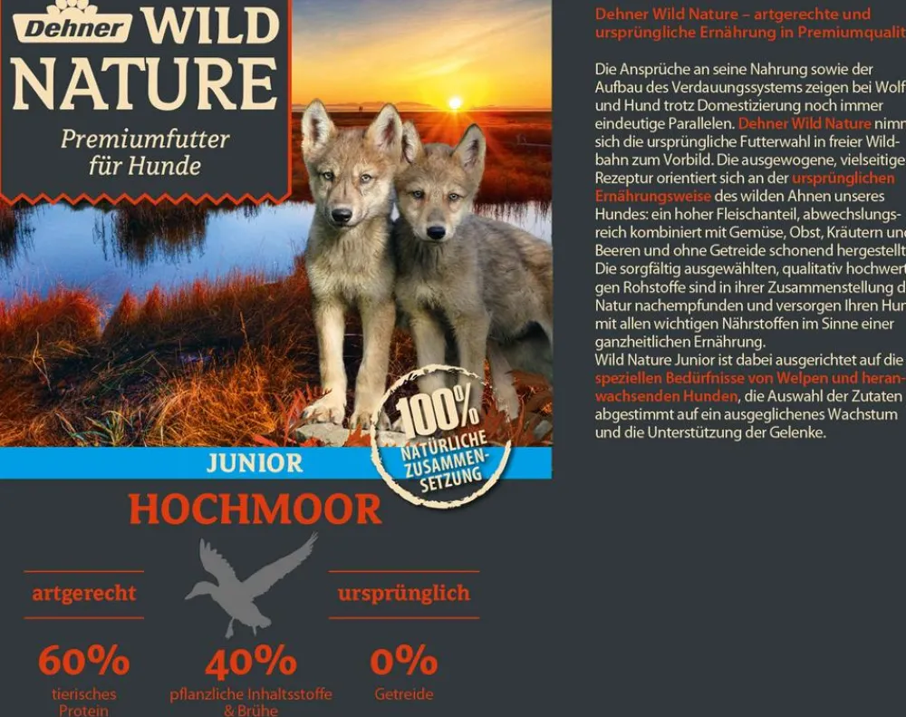Dehner Wild Nature Nassfutter Hund - Nassfutter für Hunde Hochmoor Junior, Ente