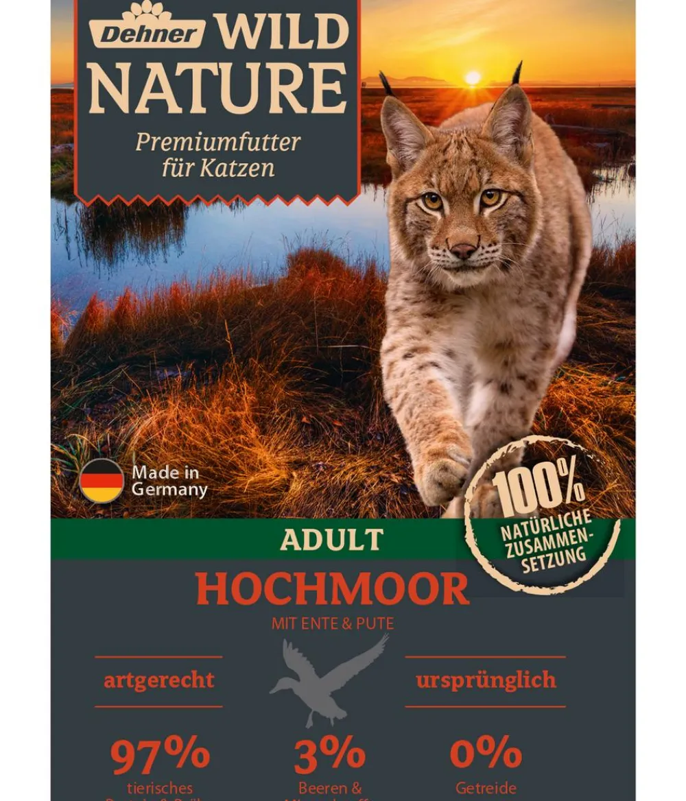 Dehner Wild Nature Nassfutter Katze - Nassfutter für Katzen Hochmoor Adult, Ente & Pute, 16 x 85 g