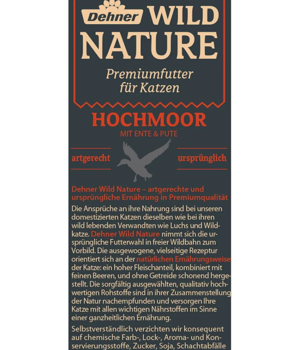 Dehner Wild Nature Nassfutter Katze - Nassfutter für Katzen Hochmoor Adult, Ente & Pute, 16 x 85 g