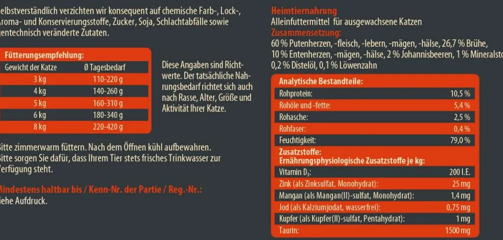 Dehner Wild Nature Nassfutter Katze > Nassfutter für Katzen Hochmoor Adult, Ente & Pute, /400 g