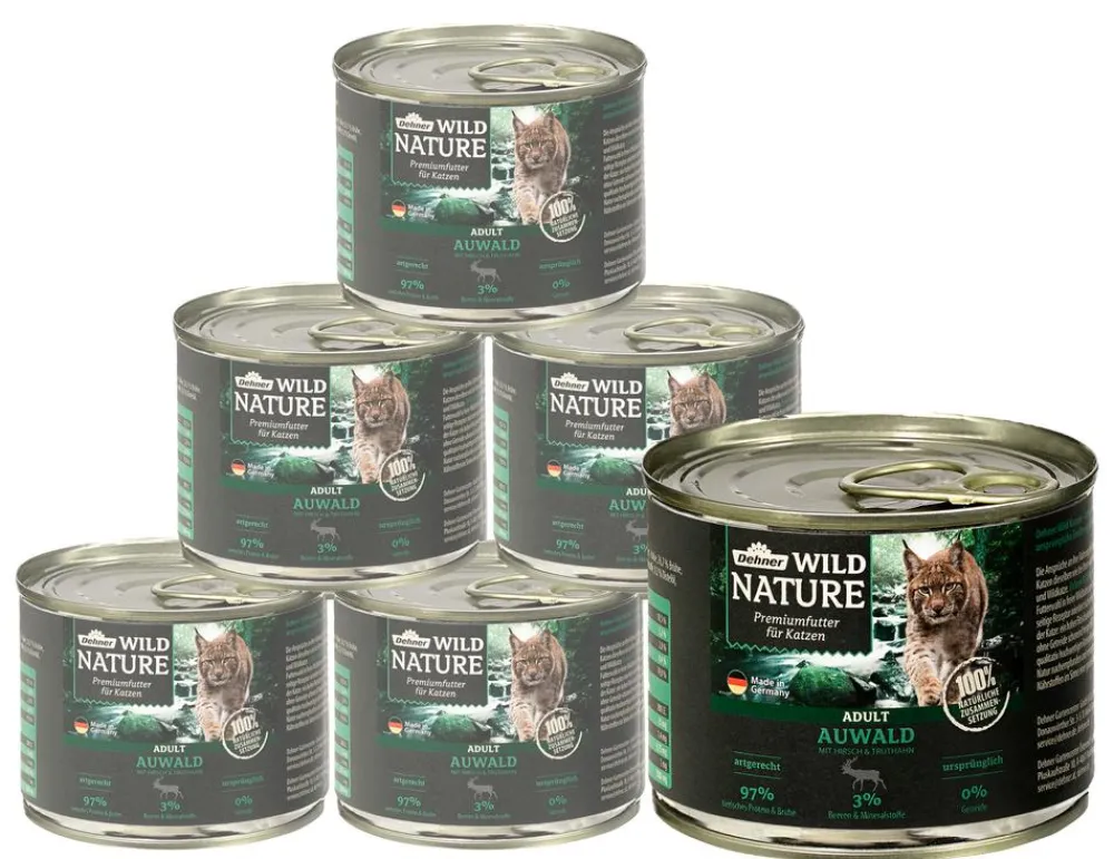 Dehner Wild Nature Nassfutter Katze > Nassfutter für Katzen Auwald Adult, Hirsch & Truthahn, /400 g