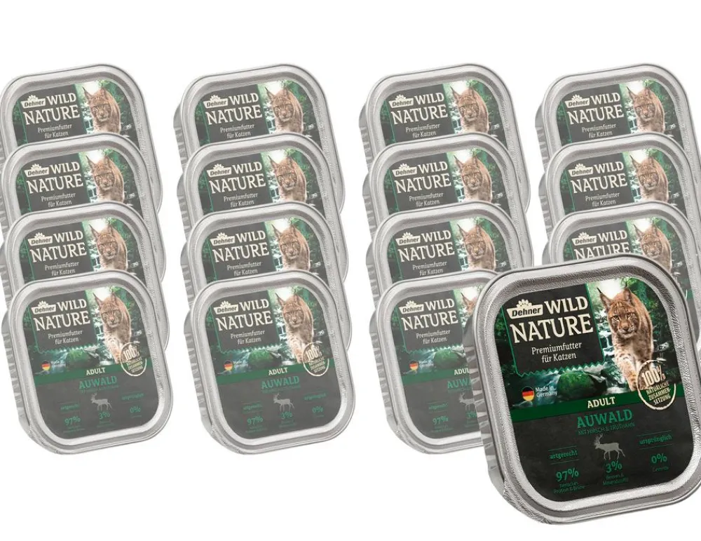 Dehner Wild Nature Nassfutter Katze > Nassfutter für Katzen Auwald Adult, Hirsch & Truthahn, 16 x 100 g
