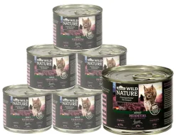 Dehner Wild Nature Nassfutter für Katzen Heidetal Adult, Kaninchen & Huhn, /400 g Hot