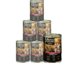 Dehner Wild Nature Nassfutter Katze - Nassfutter für Katzen Unterholz Senior, Wildschwein, 16 x 85 g