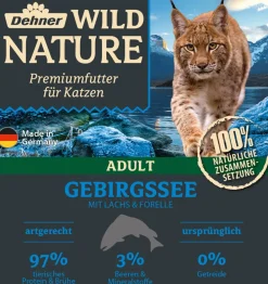 Dehner Wild Nature Nassfutter für Katzen Gebirgssee Adult, Lachs & Forelle, 16 x 100 g Discount