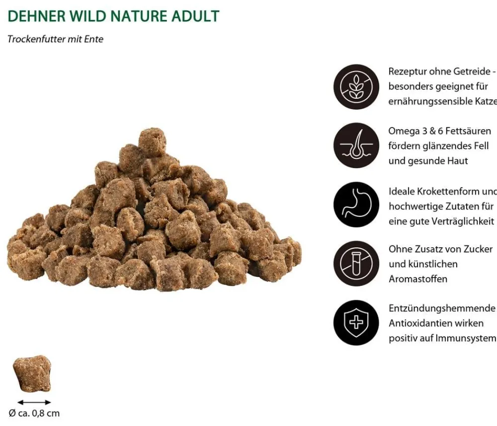 Dehner Wild Nature Trockenfutter Katze - Trockenfutter für Katzen Hochmoor Adult, Ente