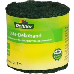Dehner Pflanzenfolien & Ernteschutz|Mehr Blumentopfzubehör - Winterschutz Jute-Dekoband, ca. L300/B6 cm Dunkelgrün