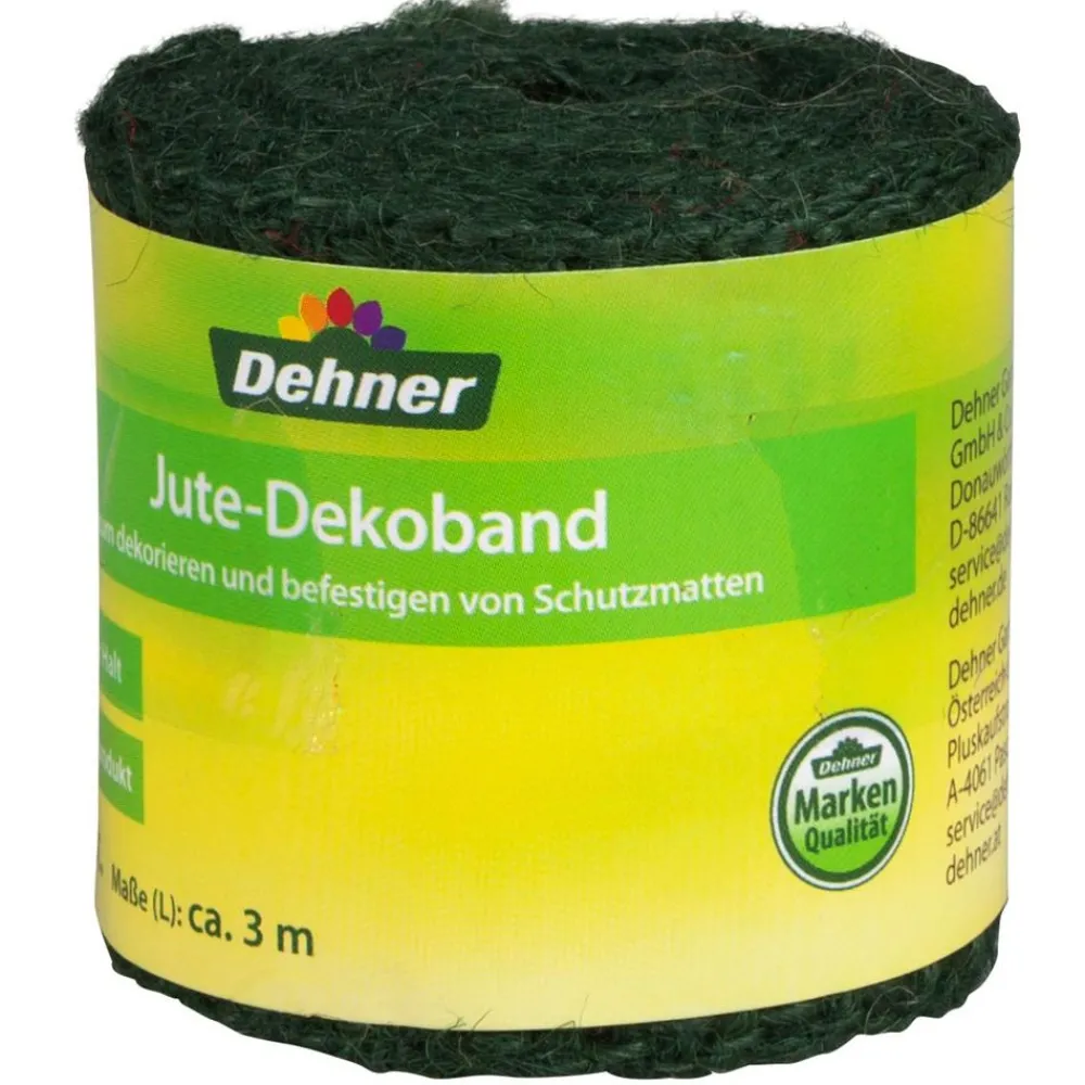 Dehner Pflanzenfolien & Ernteschutz|Mehr Blumentopfzubehör - Winterschutz Jute-Dekoband, ca. L300/B6 cm Dunkelgrün