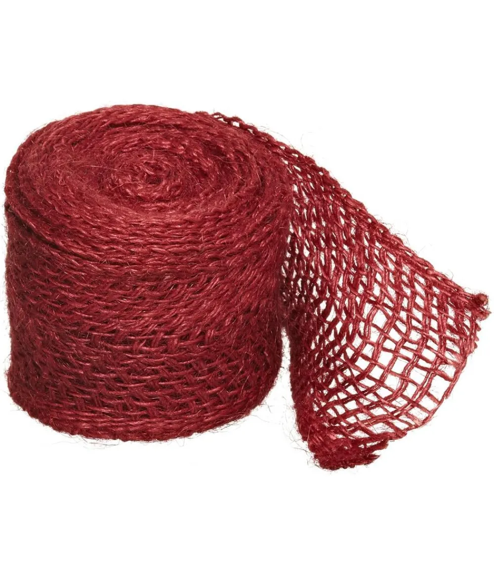 Dehner Pflanzenfolien & Ernteschutz|Mehr Blumentopfzubehör - Winterschutz Jute-Dekoband, ca. L300/B6 cm Rot