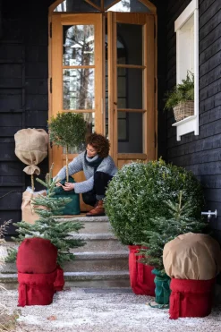 Dehner Pflanzenfolien & Ernteschutz|Mehr Blumentopfzubehör - Winterschutz Jute-Dekoband, ca. L300/B6 cm Rot