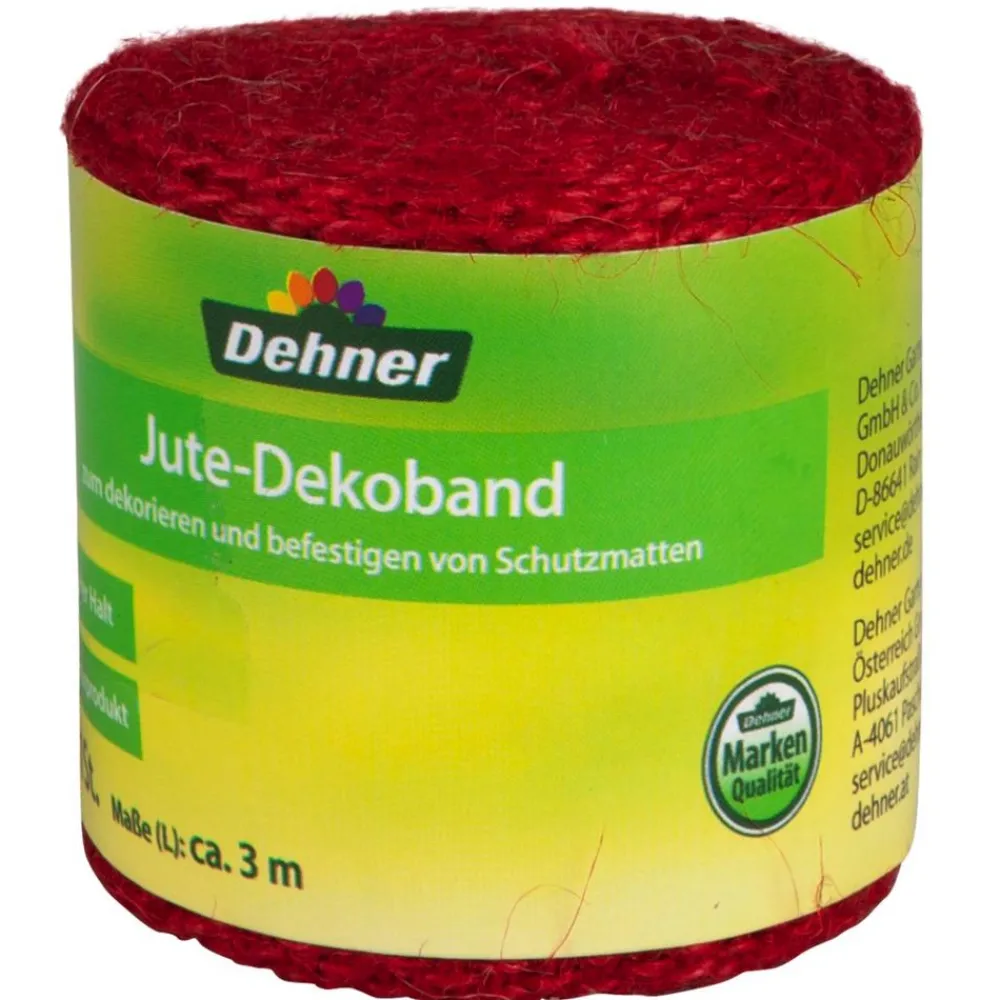 Dehner Pflanzenfolien & Ernteschutz|Mehr Blumentopfzubehör - Winterschutz Jute-Dekoband, ca. L300/B6 cm Rot