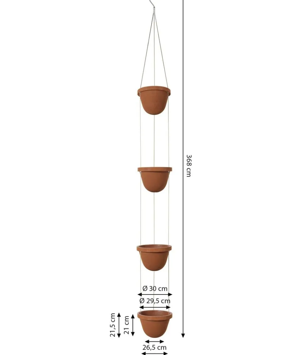 Dehner Zement-Hängetopf mit Kordel, rund, ca. H368 cm Braun Outlet