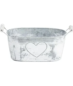 Dehner Pflanzkübel & Blumenkästen - Zink-Jardiniere mit Henkeln, ca. B26/H15/T11,5 cm