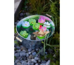 Dehner Mehr Gartendekoration|Blumenampeln & -Schalen - Zink-Wanne mit Holzgriffen, oval, , ca. B55/H19/T42 cm Silber