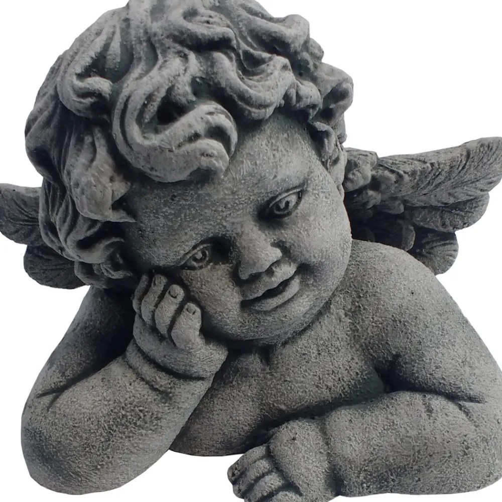 Denscho Gartenzwerge & Gartenfiguren - Stein-Engelsbüste Adam, ca. B20/H16/T14 cm Dunkelgrau