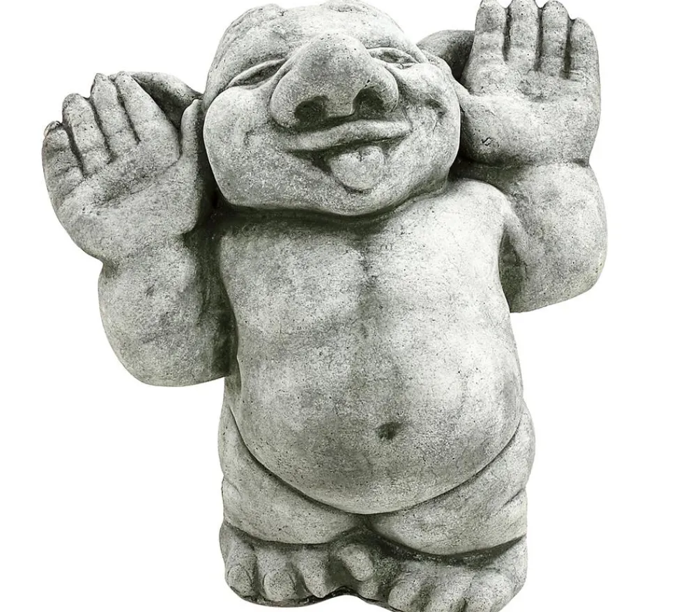 Denscho Gartenzwerge & Gartenfiguren > Stein-Troll Hände hoch, 13 x 19 x 25 cm