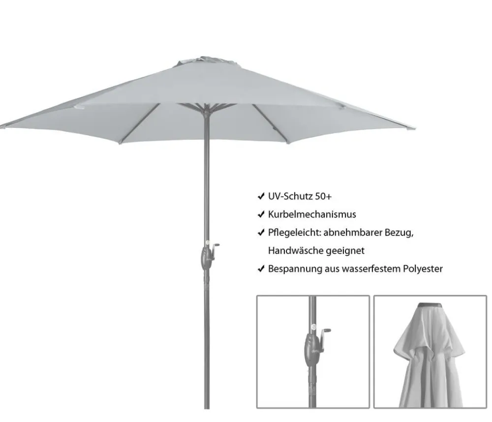 derby Kurbelschirm Basic Lift Neo, rund, ca. Ø300 cm Taupe Outlet