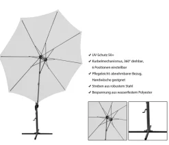 derby Pendelschirm Ravenna Smart, rund, ca. Ø300 cm Hellgrau Online