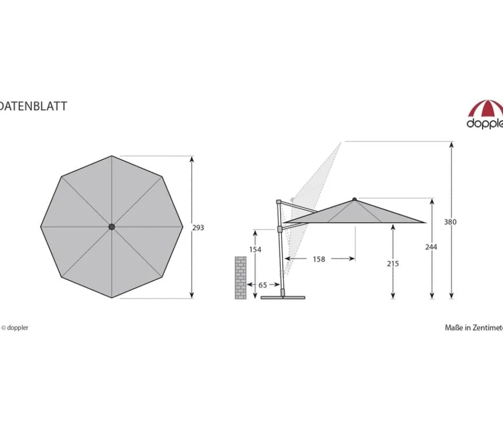 derby Sonnenschirme - Pendelschirm Ravenna Smart, rund, ca. Ø300 cm Dunkelgrau