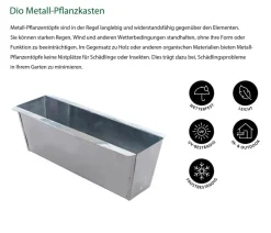 Dio Pflanzkübel & Blumenkästen|Blumentöpfe & Übertöpfe - Metall-Pflanzkasten verzinkt für Palettenholz-Möbel, rechteckig, , ca. B35,5/H12/T12,5 cm Silber