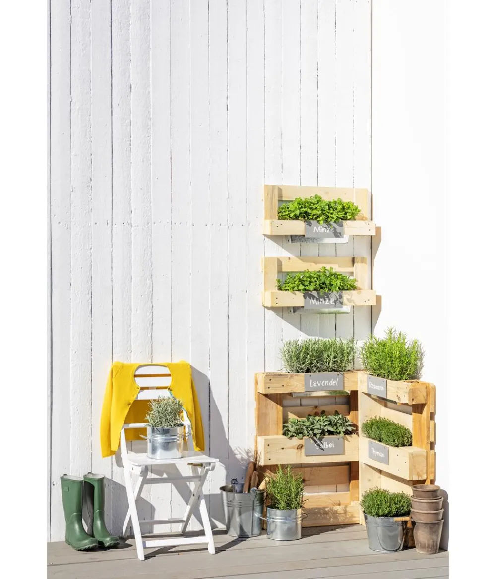 Dio Pflanzkübel & Blumenkästen|Blumentöpfe & Übertöpfe - Metall-Pflanzkasten verzinkt für Palettenholz-Möbel, rechteckig, , ca. B35,5/H12/T12,5 cm Silber