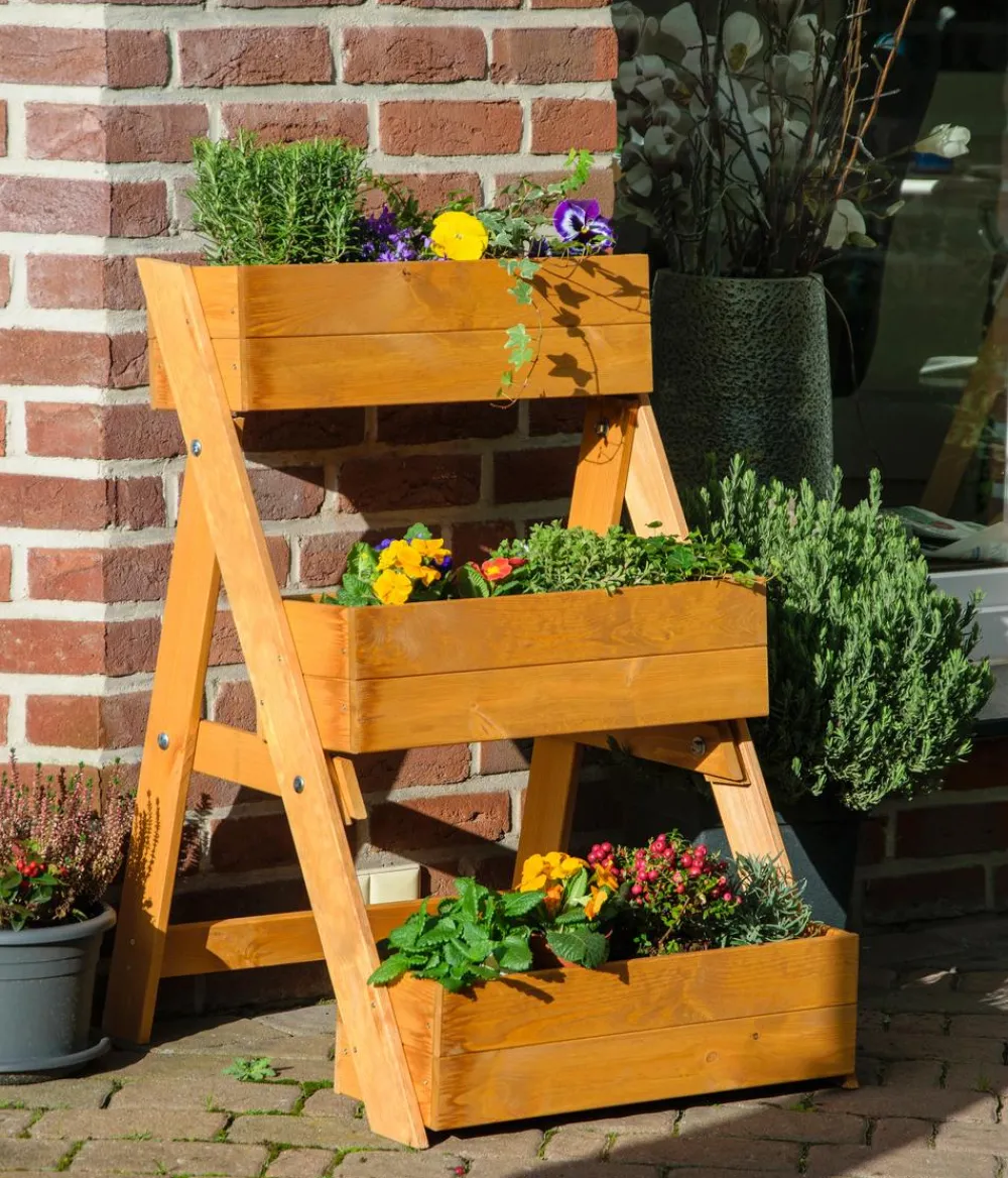 dobar® Blumentreppen|Blumenbänke > dobar Holz-Pflanztreppe, ca. B70/H90/T60 cm