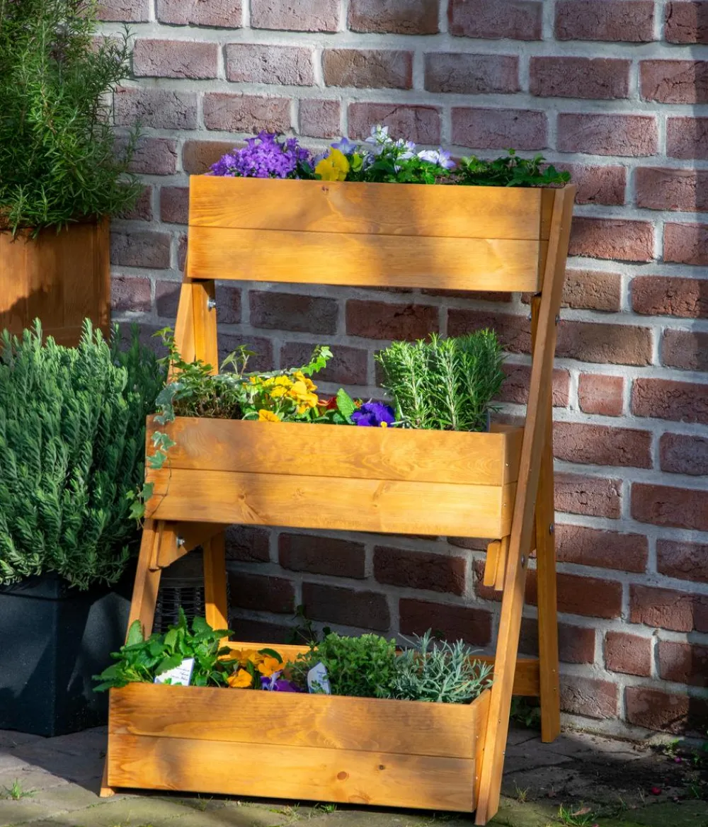 dobar® Blumentreppen|Blumenbänke > dobar Holz-Pflanztreppe, ca. B70/H90/T60 cm