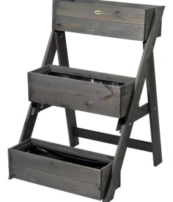 dobar® dobar Holz-Pflanztreppe, ca. B70/H90/T60 cm Grau Discount