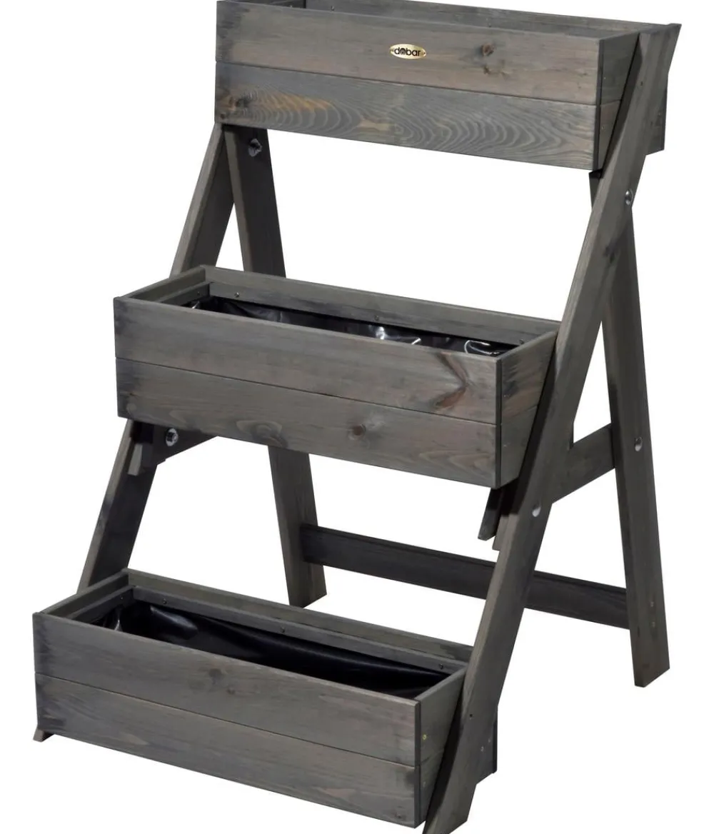 dobar® dobar Holz-Pflanztreppe, ca. B70/H90/T60 cm Grau Discount
