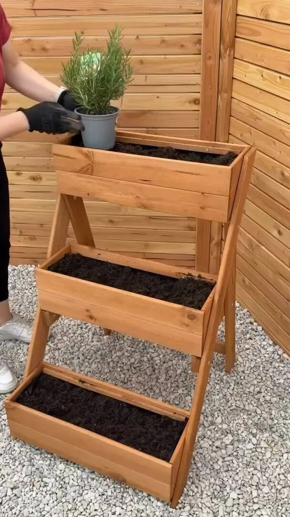 dobar® dobar Holz-Pflanztreppe, ca. B70/H90/T60 cm Grau Discount