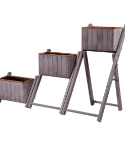 dobar® Blumentreppen|Blumenbänke - dobar Holz-Pflanztreppe klappbar, ca. B41/H85/T55 cm Dunkelgrau